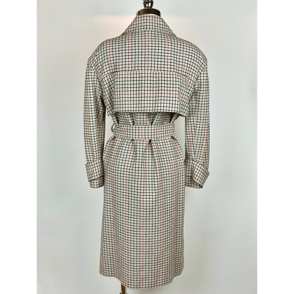 MAJE PRINCE OF WALES CHECKED TWILL TRENCH COAT IN BEIGE FR 36 US 4 - Picture 5 of 11